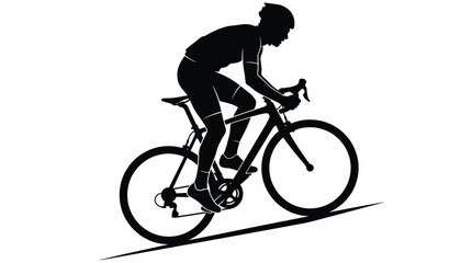 Naklejka premium Cyclist silhouette in motion on a road