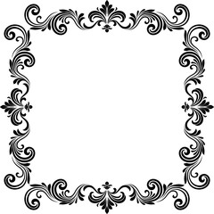 A filigree heraldic crest motif floral pattern border frame. Original design in a vintage style. © Christos Georghiou