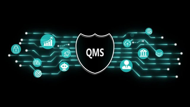 QMS Technology and Digital Transformation Concept. Internet, business, Technology and network concept. 3d illustration