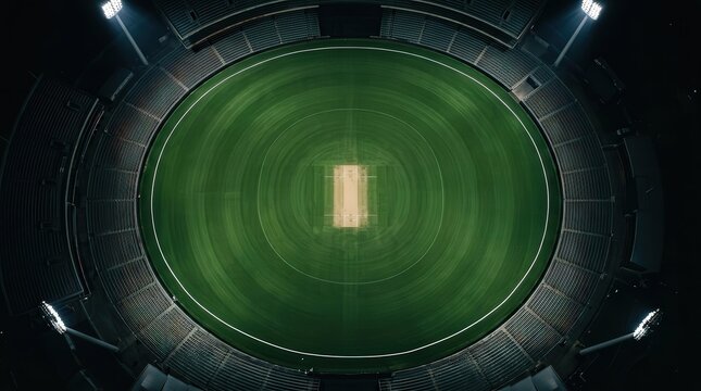 Empty cricket field at night background detail