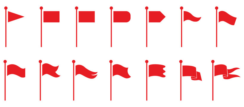 Collection of flag and banner icon set. Useful for location markers, events, navigation, decoration, celebration, sports, and promotional.