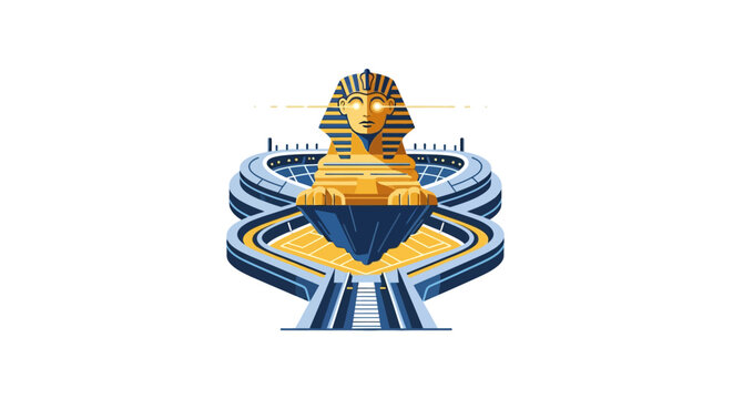 Golden Sphinx with Blue Swirls.