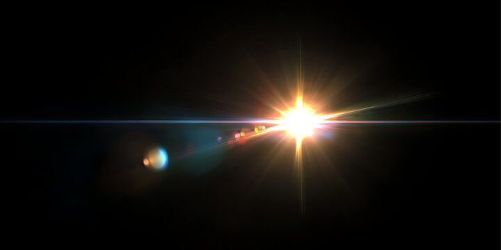 Rainbow lens flare with holographic prism highlights PNG