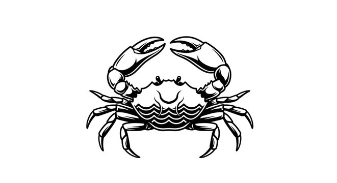Detailed black crab illustration isolated on white background.