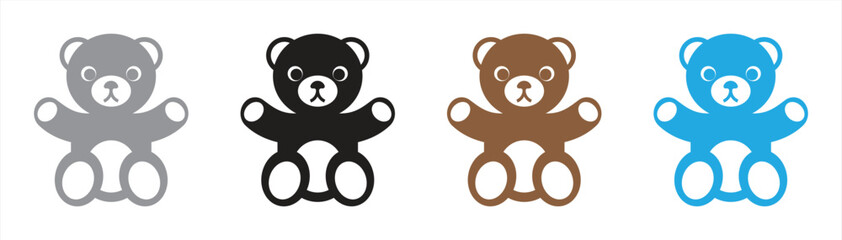 Obraz premium Cute Teddy Bear Icon Collection. in Multiple Colors Featuring Plush Toy, Nursery Decoration, Baby Product, Kids Character and Stuffed Animal Vector Set