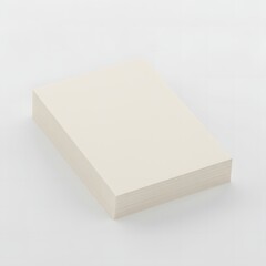 Fototapeta premium Stack of Blank White Paper Cards on a White Background, Minimalist Design