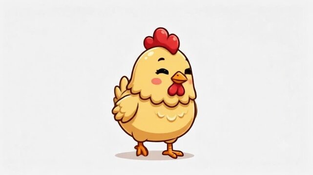 Cute 2D cartoon sheep walking, happy lamb character loop animation on solid white background