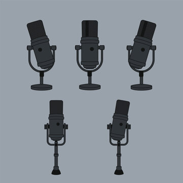 of five condensor microphones are shown in various positions