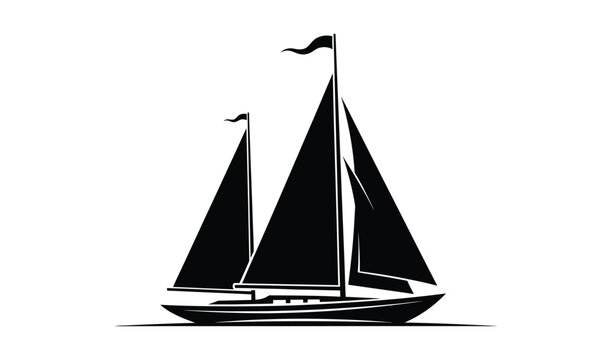 Black silhouette of a sailboat with two sails on video