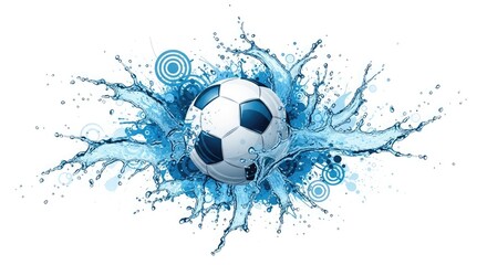 Fototapeta premium Soccer match day action water splash soccer ball graphic
