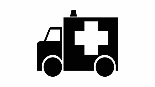 Modern emergency ambulance icon featuring a medical cross symbol on a Represents emergency healthcare services, ambulance transportation, first aid response, medical assistance, hospital emergency