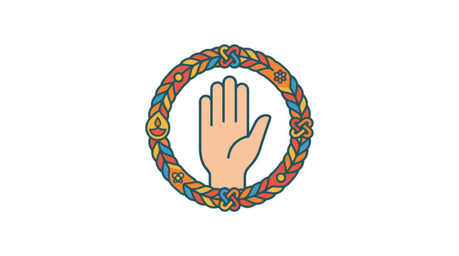 Hand in a circle of braids.