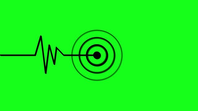Earthquake with word map,blinking dot and Richter scale, Seismograph Loop.Animated seismograph records earthquake tremors.