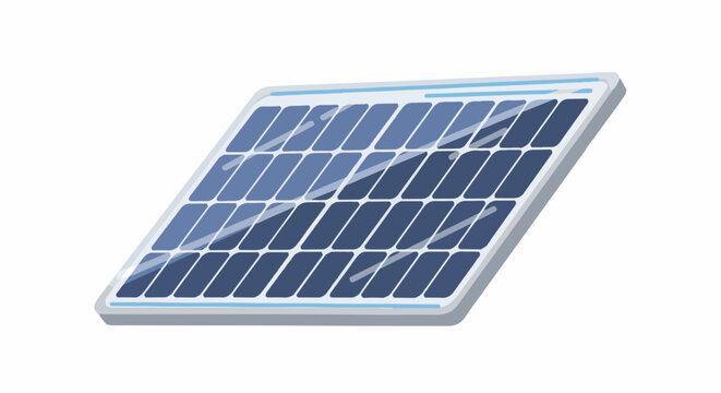 A single solar panel with a blue grid pattern on a white background