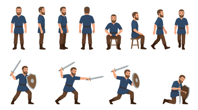 Man in various fighting poses.