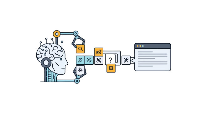 Brain with data flow to webpage.