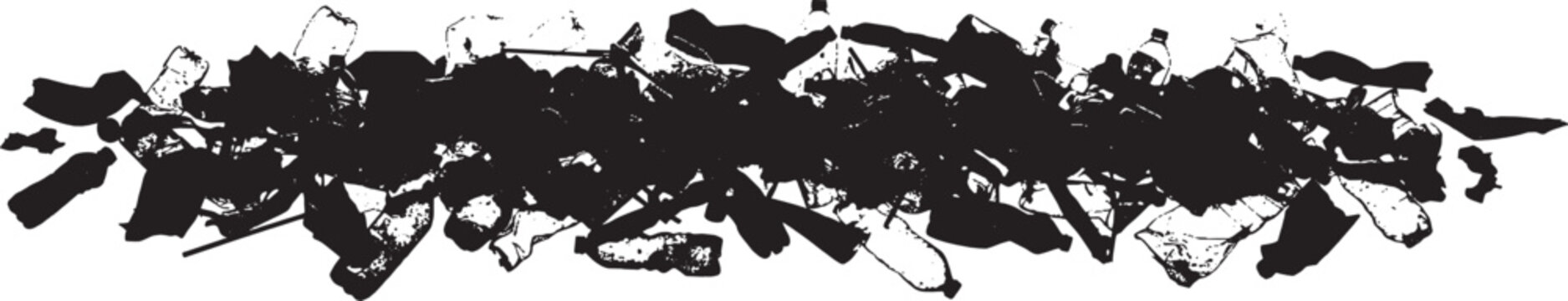 Silhouette of a pile of plastic bottles and waste vector art