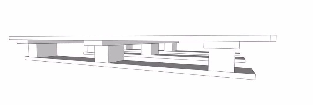 Epal CP4 Wooden Pallet technical design illustration with bottom view perspective and 360 Degree Rotation Animation