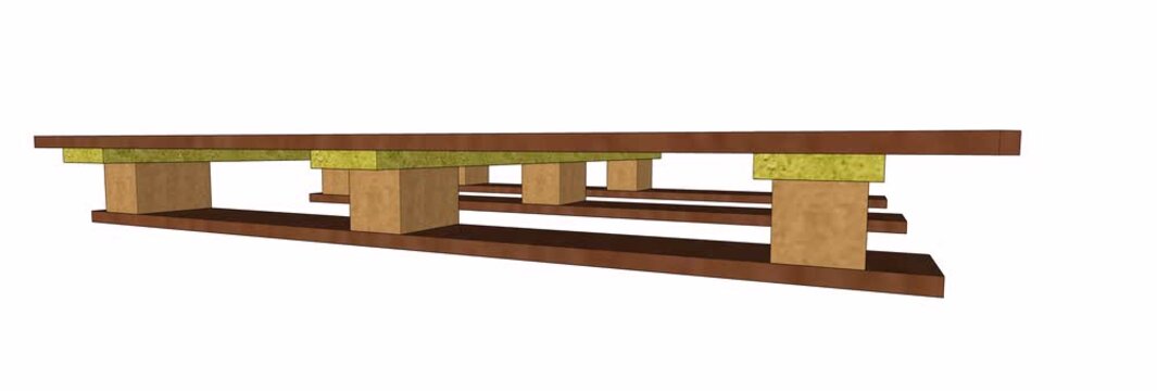 Epal CP4 Wooden Pallet technical drawing illustration with top view perspective and 360 Degree Rotation Animation