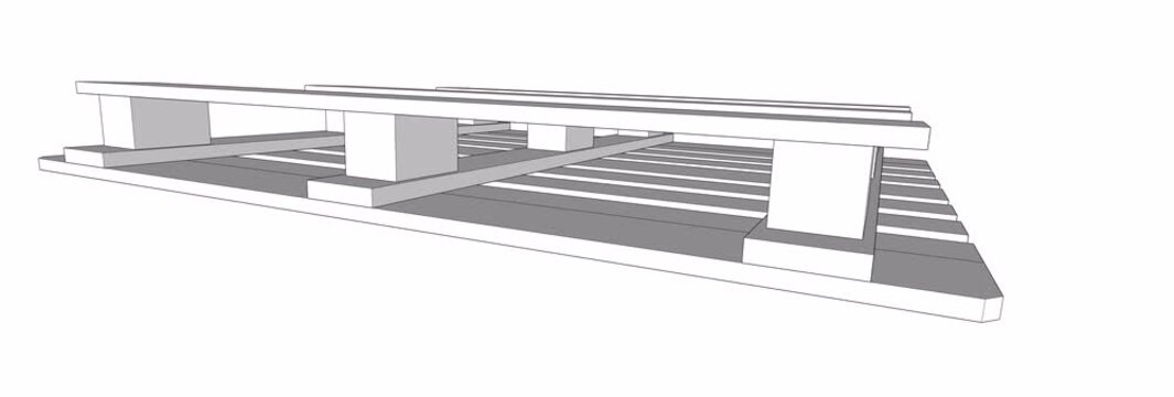 Epal CP4 Wooden Pallet technical design illustration with top view perspective and 360 Degree Rotation Animation