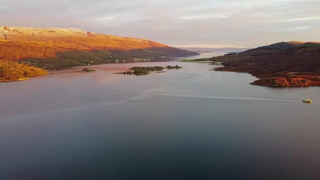 Kyles of Bute, narrows towards Colintraive and Rhubodach, Isle of Bute.
