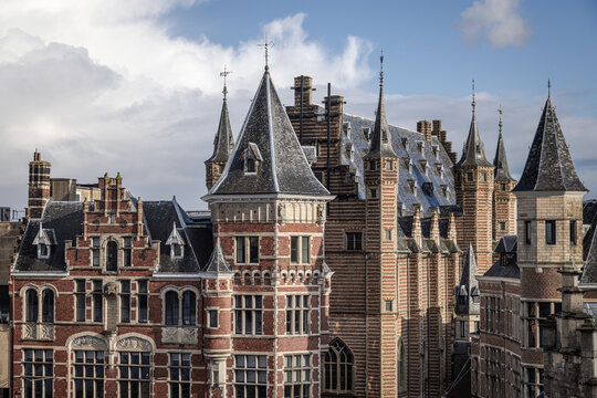 Antwerp skyline from Het Steen, Antwerp, Belgium