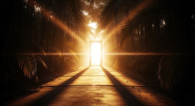 Mysterious Tunnel with Bright Light at the End.