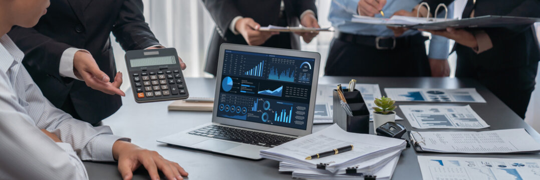 Business data dashboard provide business intelligence analytic for marketing strategy planning brisk with big data set to analyze customer demands and foreseeing business future