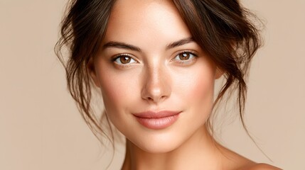 Fototapeta premium Close-up portrait of a beautiful woman with gentle expression