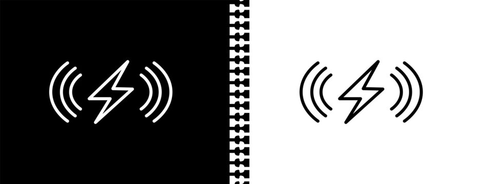 wireless charging UI outline icon in black and white mode - artificial intellegence and future technology collection.