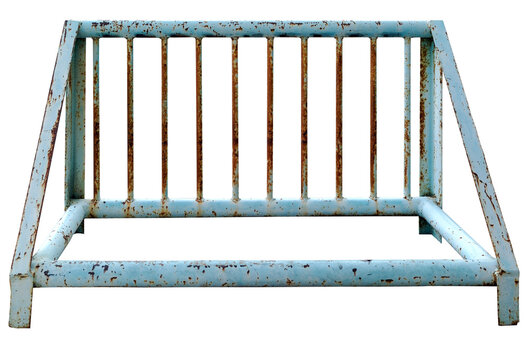 Isolated vintage rusty blue bike rack