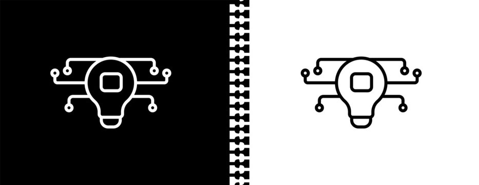 ai grid UI outline icon in black and white mode - artificial intellegence and future technology collection.