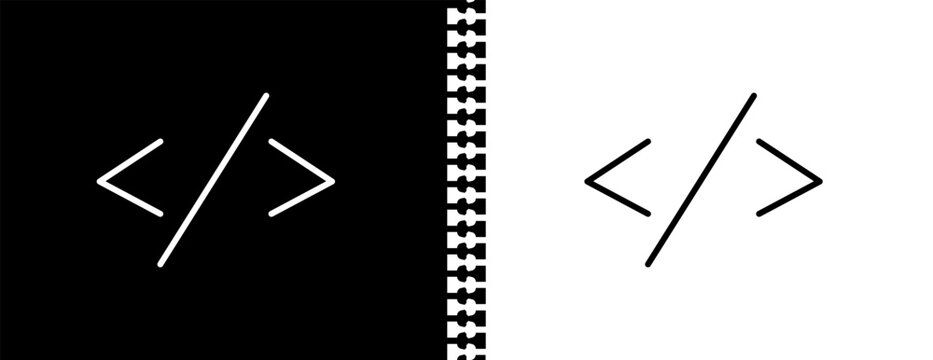 code UI outline icon in black and white mode - artificial intellegence and future technology collection.