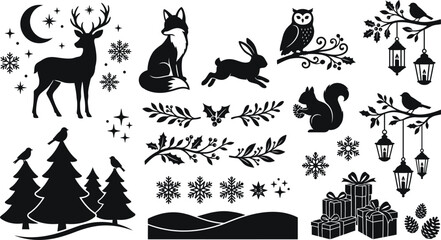 Winter Forest Animals Silhouettes © MD ASADUZZAMAN