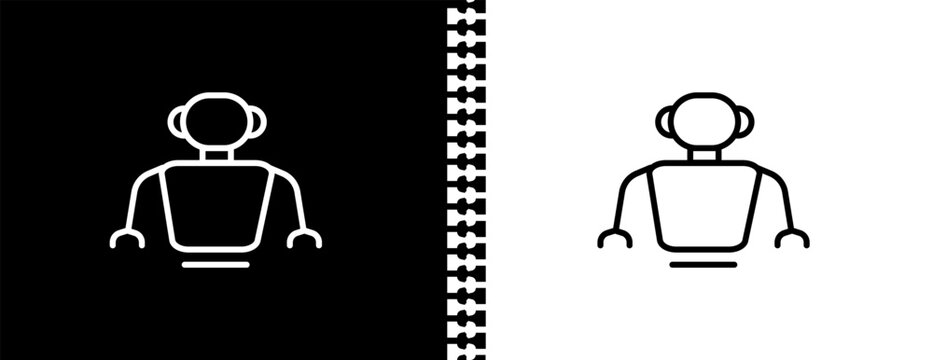 robots UI outline icon in black and white mode - artificial intellegence and future technology collection.