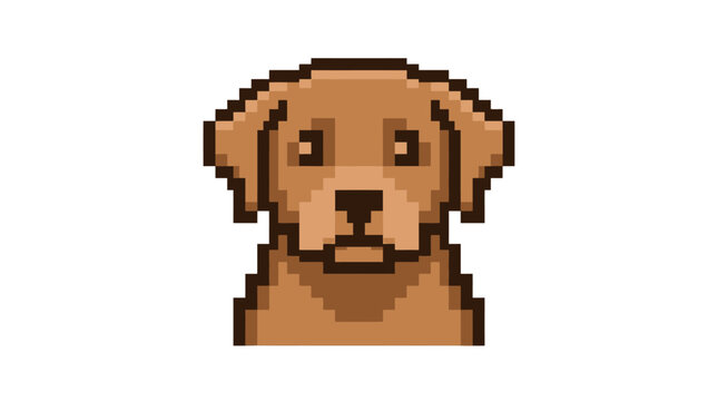 Pixel art brown dog face.