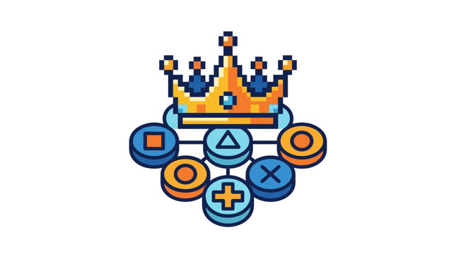 Pixel art video game controller crown.