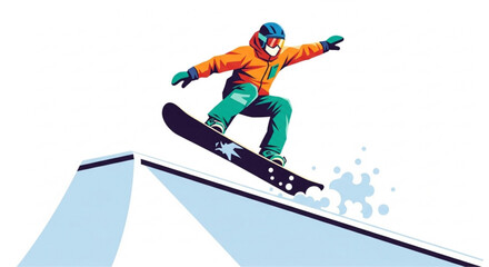 Fototapeta premium Snowboarder Performing High Air Snowboard Trick