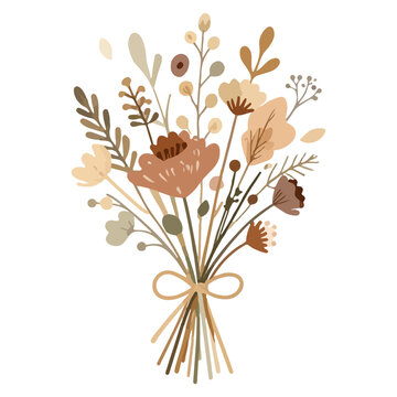Cute Hanging Dried Flower Bouquet Herbology Vector Character