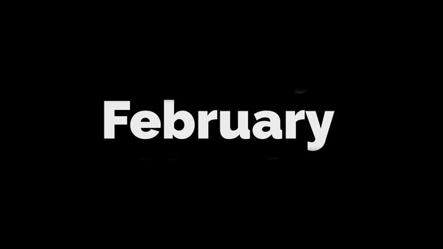 dynamic scroll month january to february text Rolling Animation, motion graphic on transparent background, alpha channel
