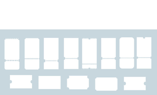 Set of blank ticket templates on gray background