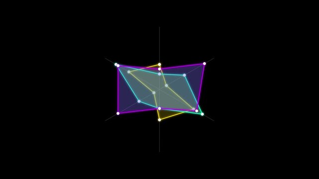 Dynamic Glowing Multi-Layered Infographic Spider Chart Animation on Black Background