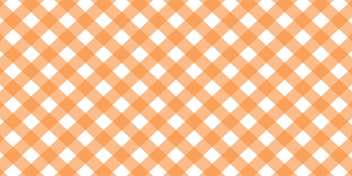 Halloween checkered tablecloth with orange plaid pattern background. Flat vector illustration isolated