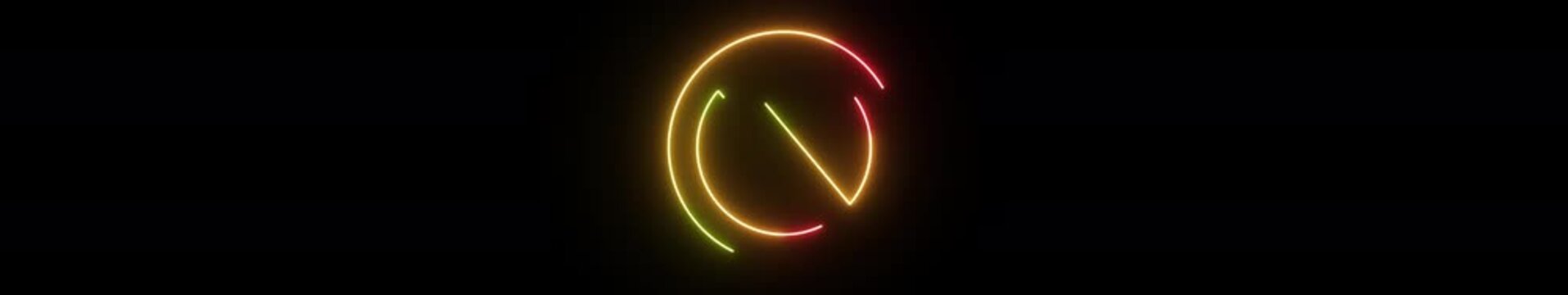 Neon Prohibition Symbol Ultrawide Animation on Black Background, Cinematic Restriction Sign, Glowing Warning Icon, Futuristic Digital Safety Motion Graphics Loop in 4K