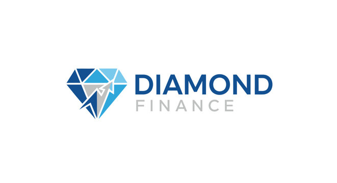 Diamond Finance Logo: Gemstone with Upward Arrow, Financial Growth and Investment Concept