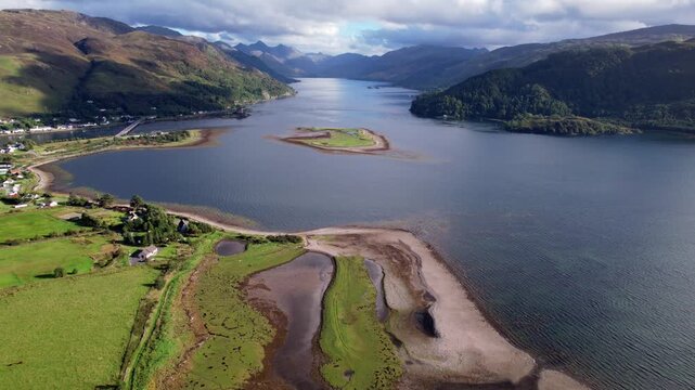 Flying over Kyle of Lochalsh towards Loch Duich, Glen Shiel and the five sisters