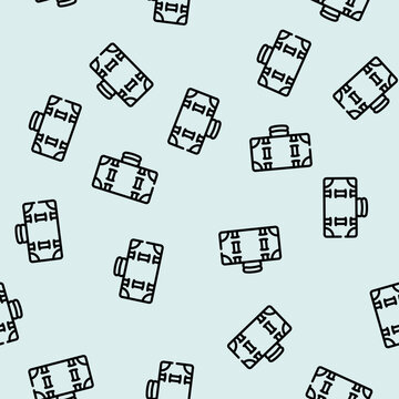 suitcase vintage line seamless pattern suitcase vintage thin line illustration