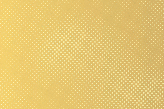 An abstract luxury vector background featuring a smooth yellow-gold metallic gradient enhanced by a diagonal pattern of soft white halftone dots creating a shimmering screen texture