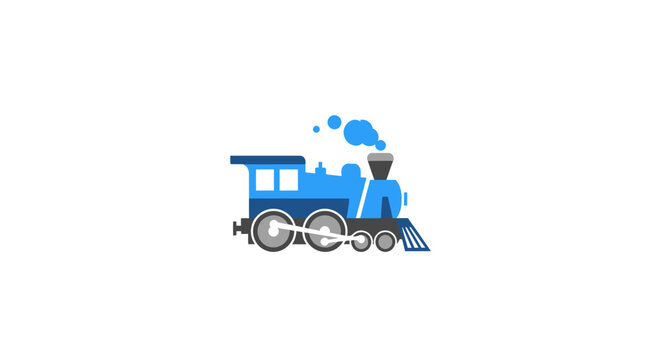 Blue steam train engine moving fast.