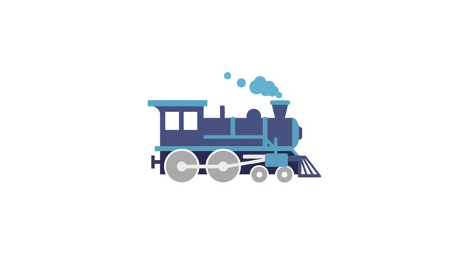 Blue Steam Locomotive Train Engine.